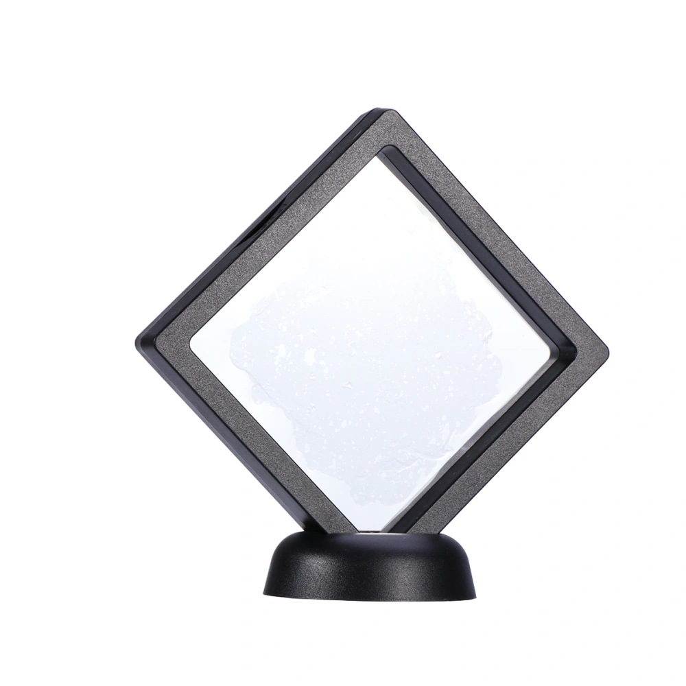 3D Floating Frame Shadow Box Display Case Coin Box Jewelry Display Show Case with Round Base 9x9cm (Black)