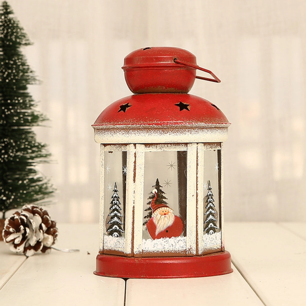 Iron Candle Stick Christmas Patterned Retro Dome Cover Hanging Candle Holder Windproof Candle Box Home Ornament - Size S