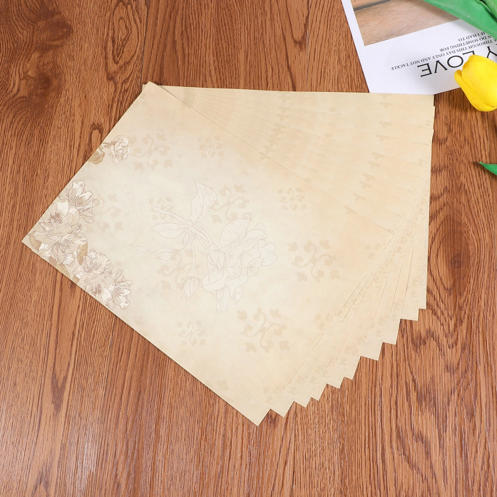 50pcs European Style Paper Retro Writing Paper Vintage Letter Paper Romantic Stationery (Light Coffee Jasmine)