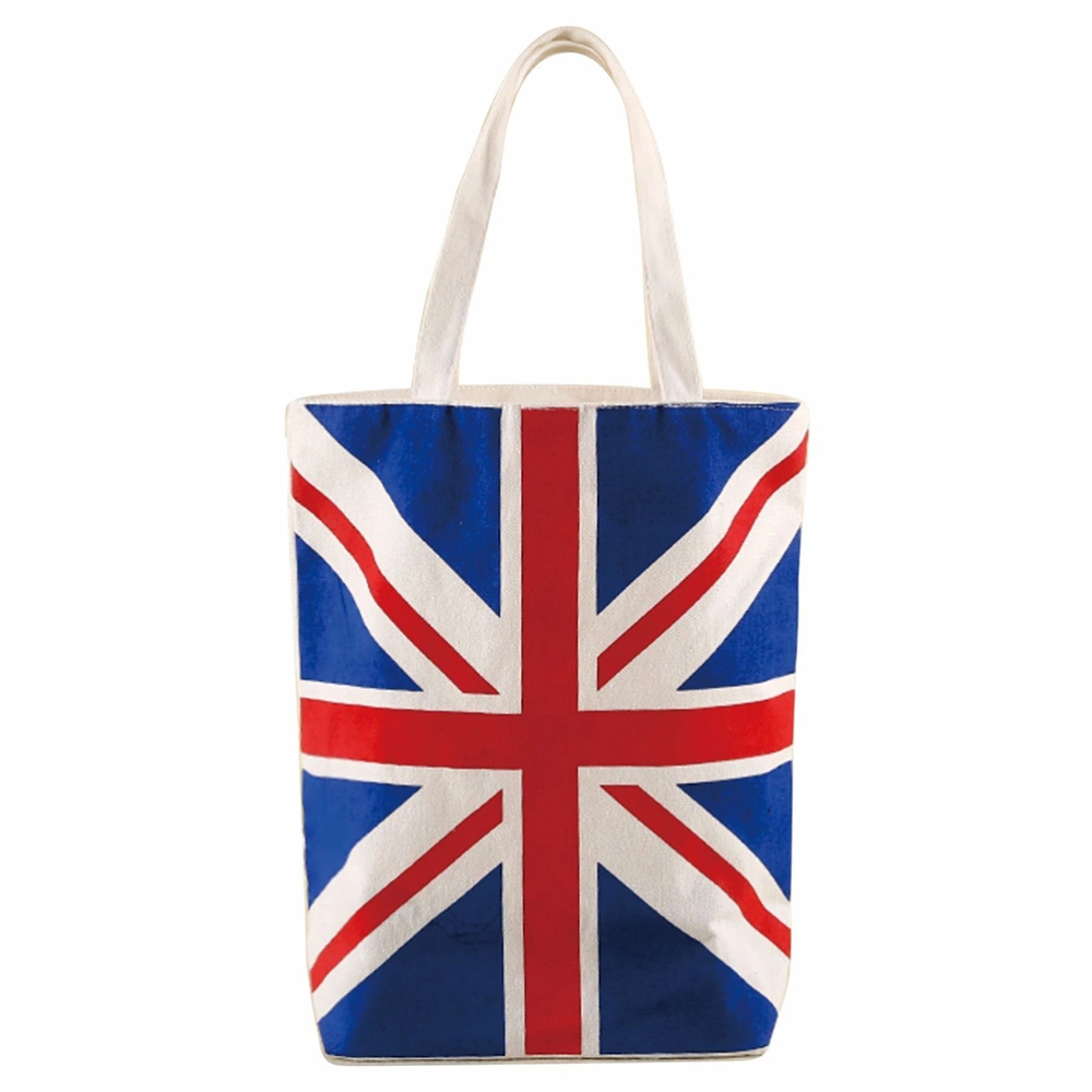 High-quality Flag Canvas Tote Bag Zipper Bag Environmental Single Shoulder Cotton Bag (Random Style)