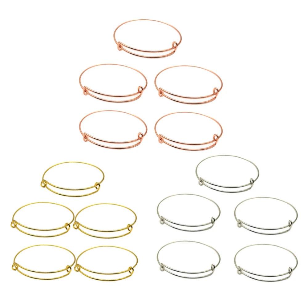 15 pcs Adjustable Bracelet Expandable Bangle Bracelet Creative Diy Hand Ring for Woman Girl (White, Golden, Rose Golden, Each Color has 5 pcs)