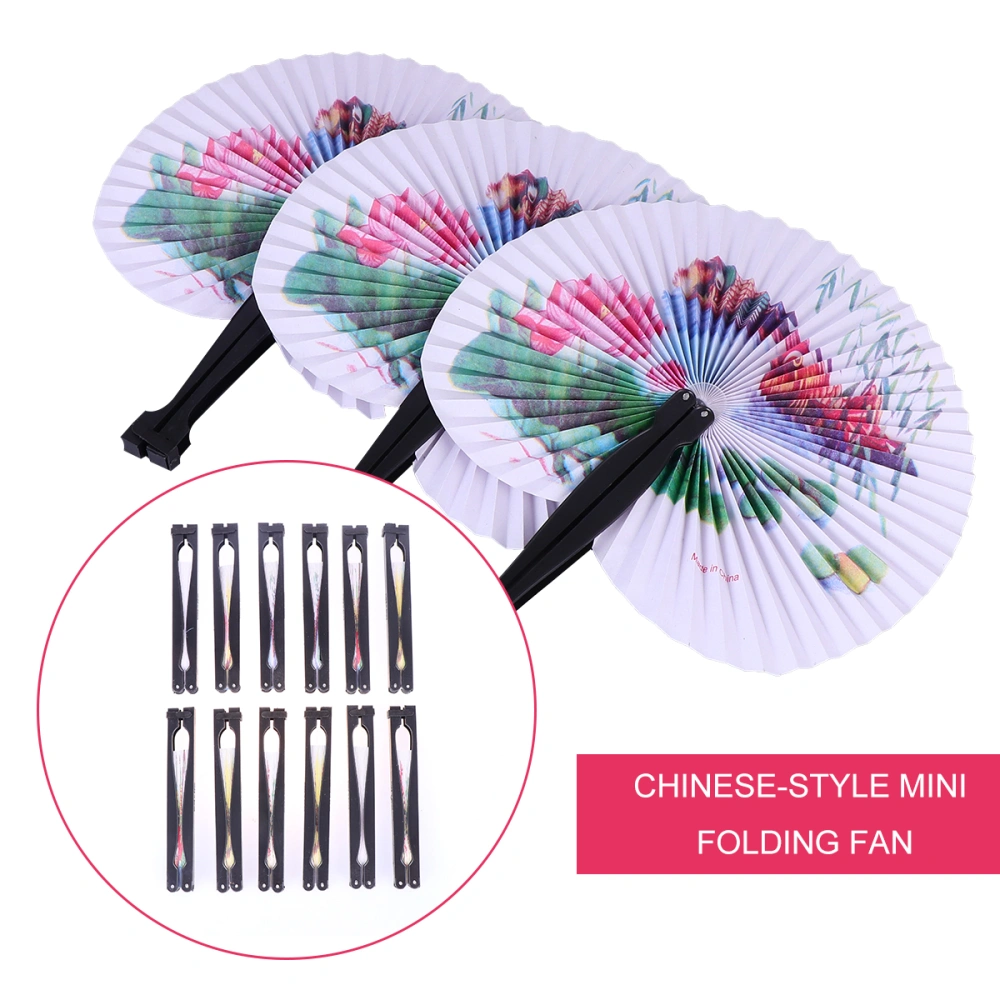 Chinese Style Folding Fan Creative Foldable Fan Unique Ornament Adornment Fan Small Present for Women Female (Random Pattern)