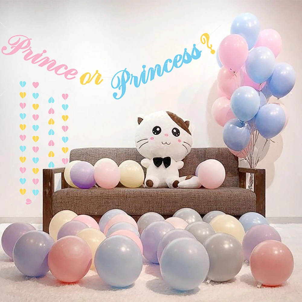 2pcs Colorful Prince or Princerr Letter Flags Delicate Baby Loving Heart Banners