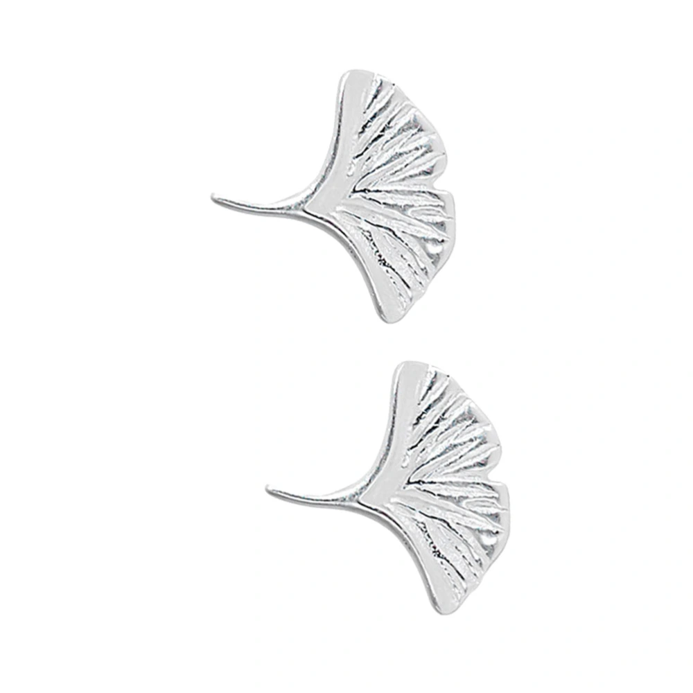 1 Pair of Stylish Gingko Leaf Earrings Jewelry for Women Ladies Girls Silver