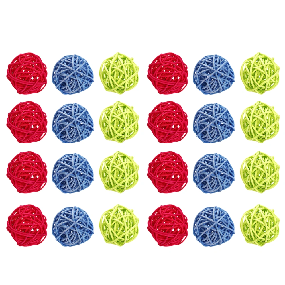 24pcs Rattan Balls Candy Color Rattan Ball Colorful Rattan Ball Parrot Chew Toy Color Random