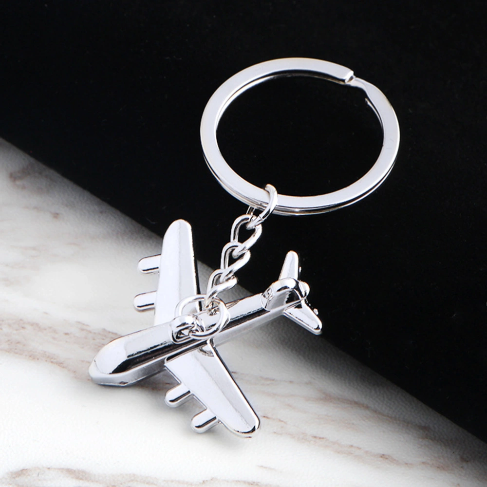 6pcs Aircraft Key Chains Civil Aviation Airplane Keychain Bag Classic Battleplane Car Key Ring Pendant(Silver)