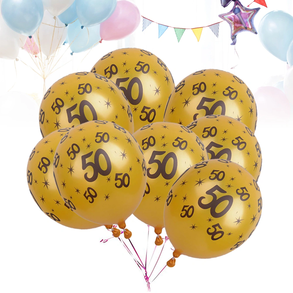 20Pcs 12 Inch Latex Balloons Number 50 Party Rubber Balloon for Birthday Decorations (Gold)