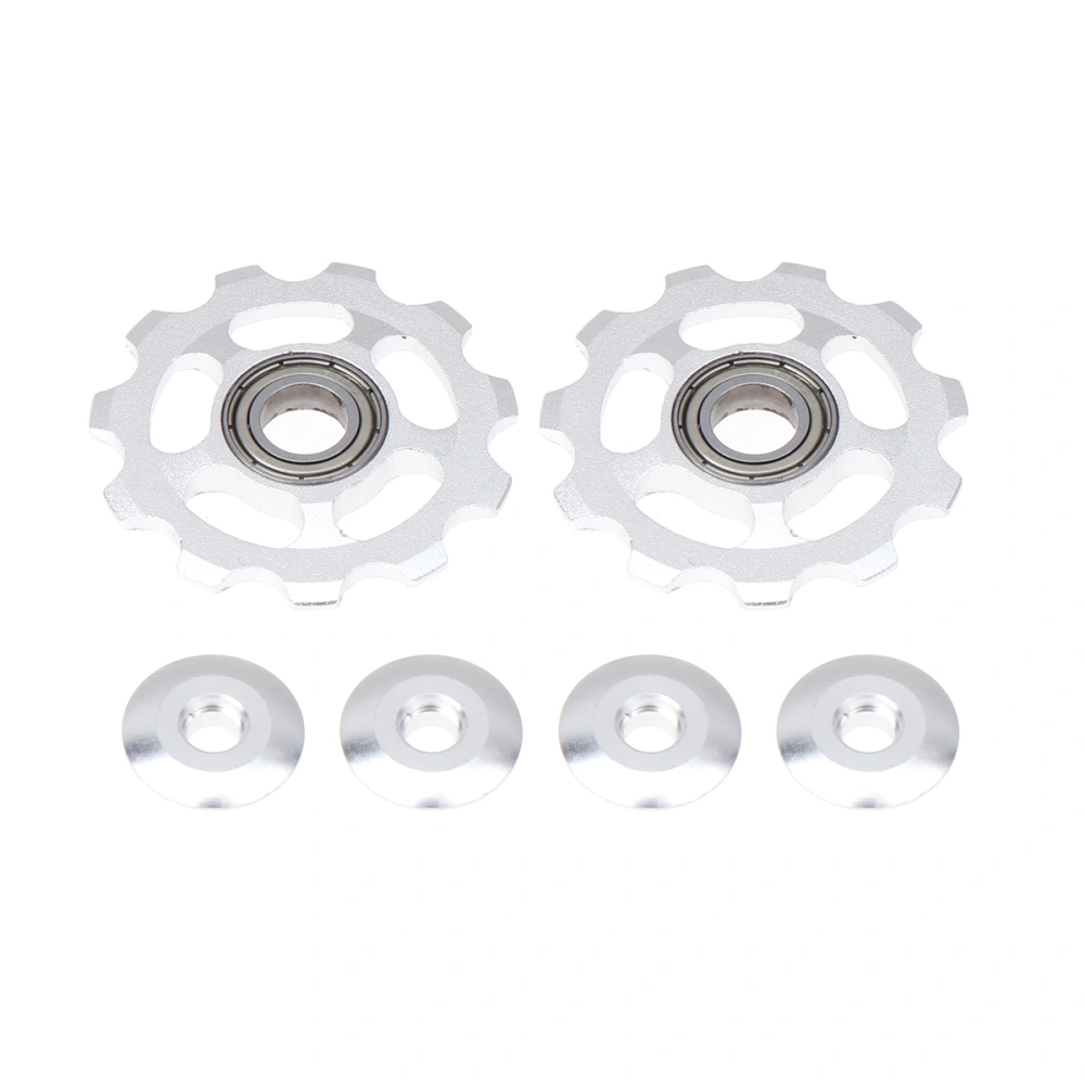 2Pcs Aluminum Alloy Bike Wheel Rear Derailleur Pulley 11T for (Silver)