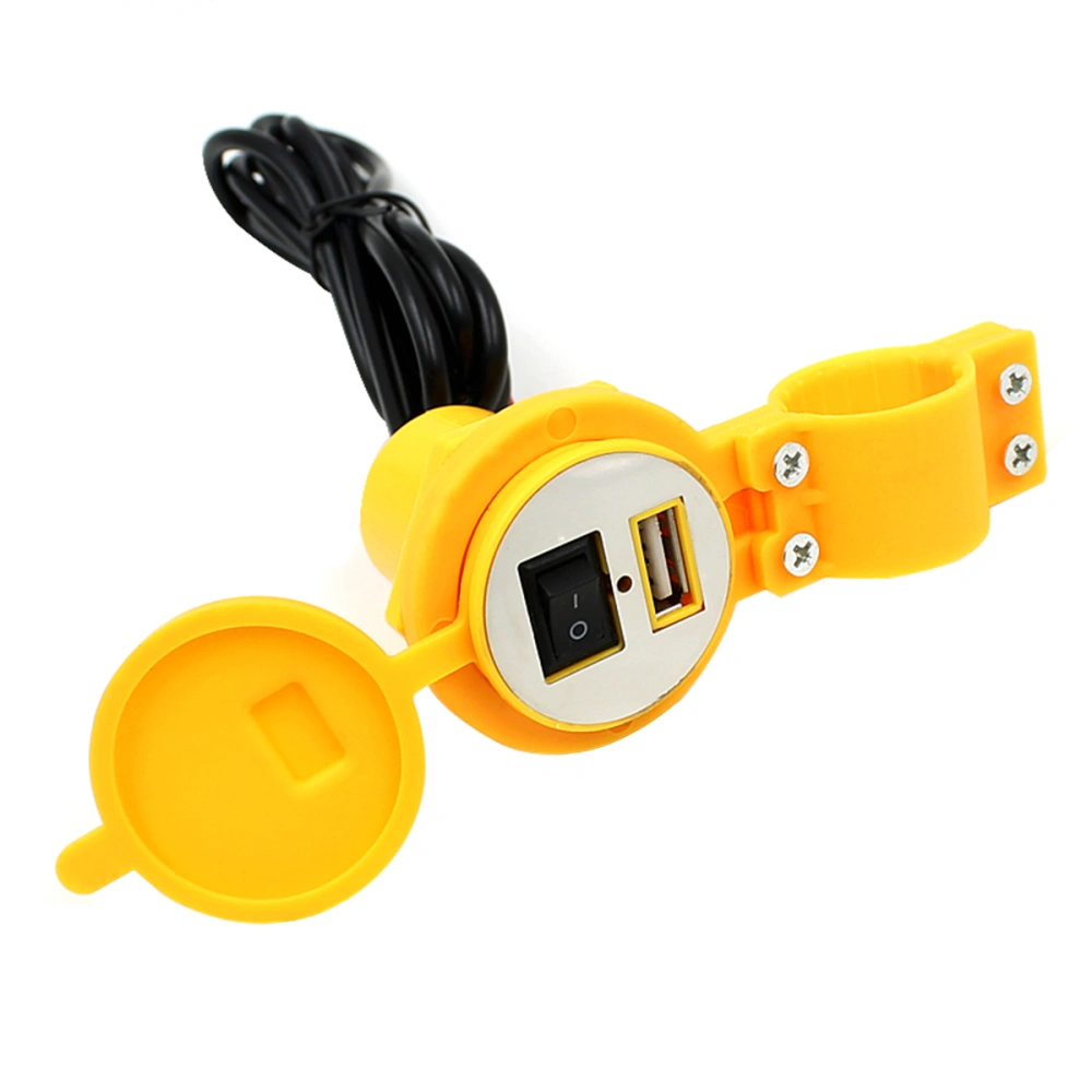 Waterproof 12V 1.5A Motorcycle Motorbike USB Power Supply Port Socket Charger for Cellphone /GPS /MP3 (Yellow)