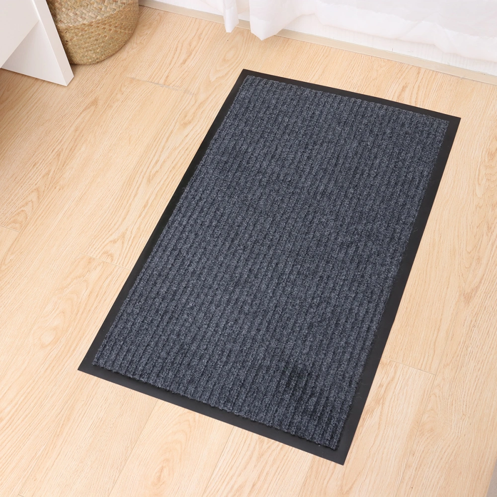 50X80CM Double Stripe Carpet PVC Composite Sheet Waterproof Thicken Home Doormat Non-Slip Mat for Home Bathroom Kitchen (Grey)