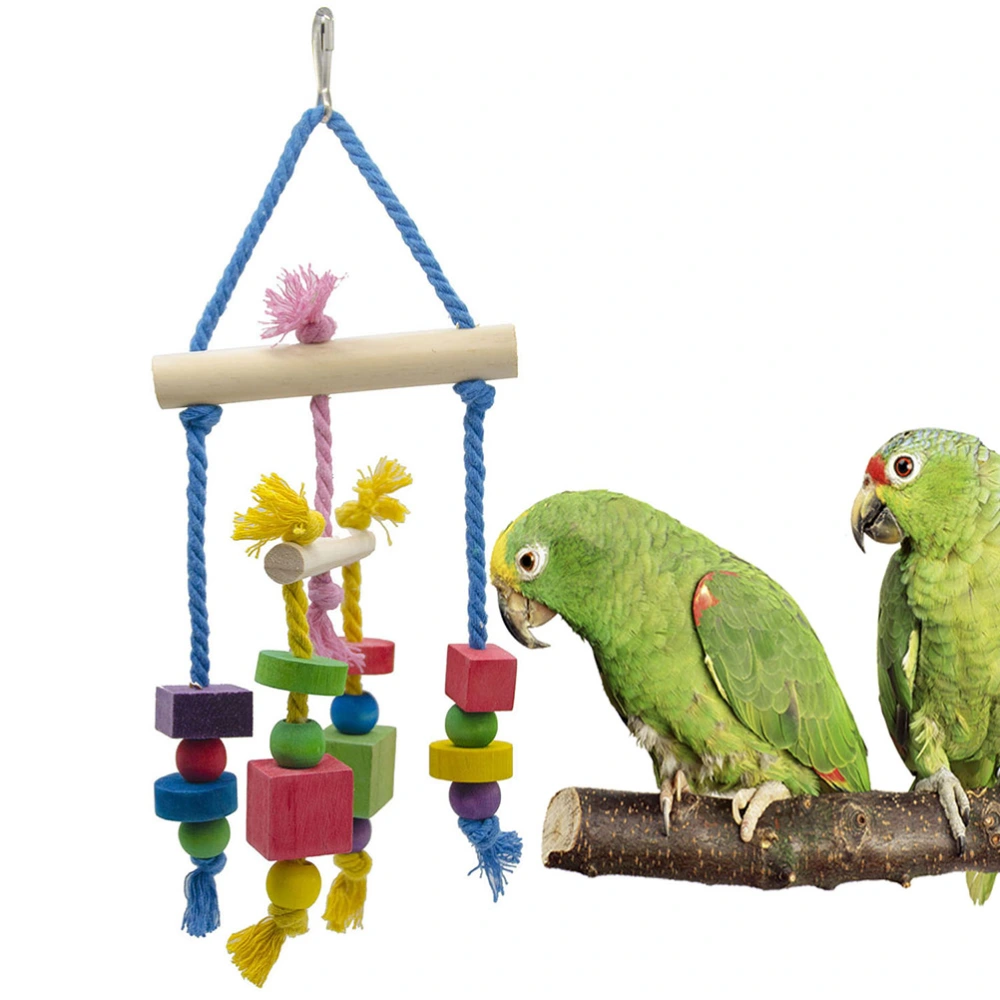 Balance Colorful Block Playing Toy Creative Bite Cotton Rope String for Bird Parrot