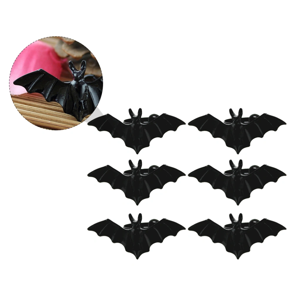 1 Set 6 Pcs Halloween Bat Rings Adjustable Rings Halloween Props (Black)