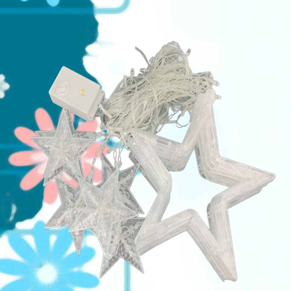 2.5M 138 LED 12 Stars Curtain String Lights Five Pointed Star Starry Light for Home Garden Wedding Holiday Party Christmas New Year with UK Plug (Blue)