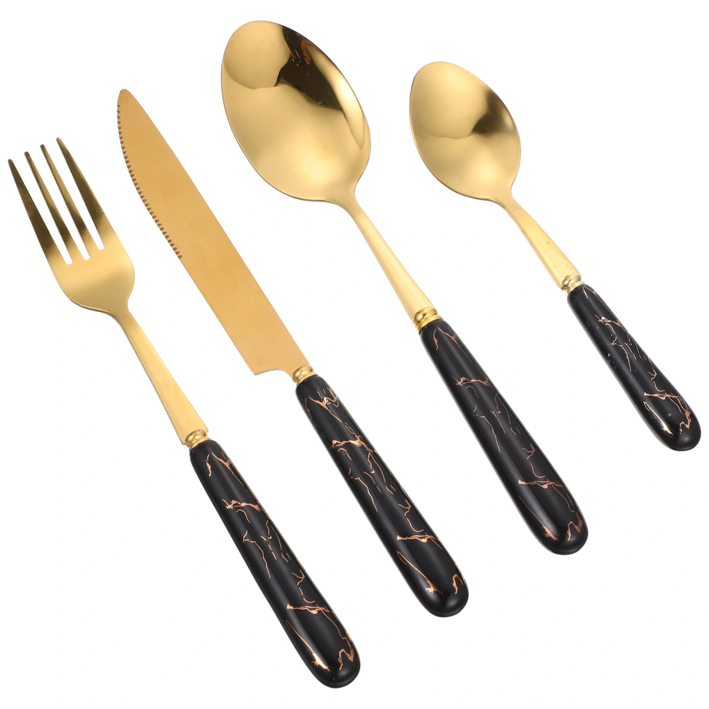 1 Set Stainless Steak Cutlery Western Food Tableware Stainless Cutters Spoons Metal Forks Kit