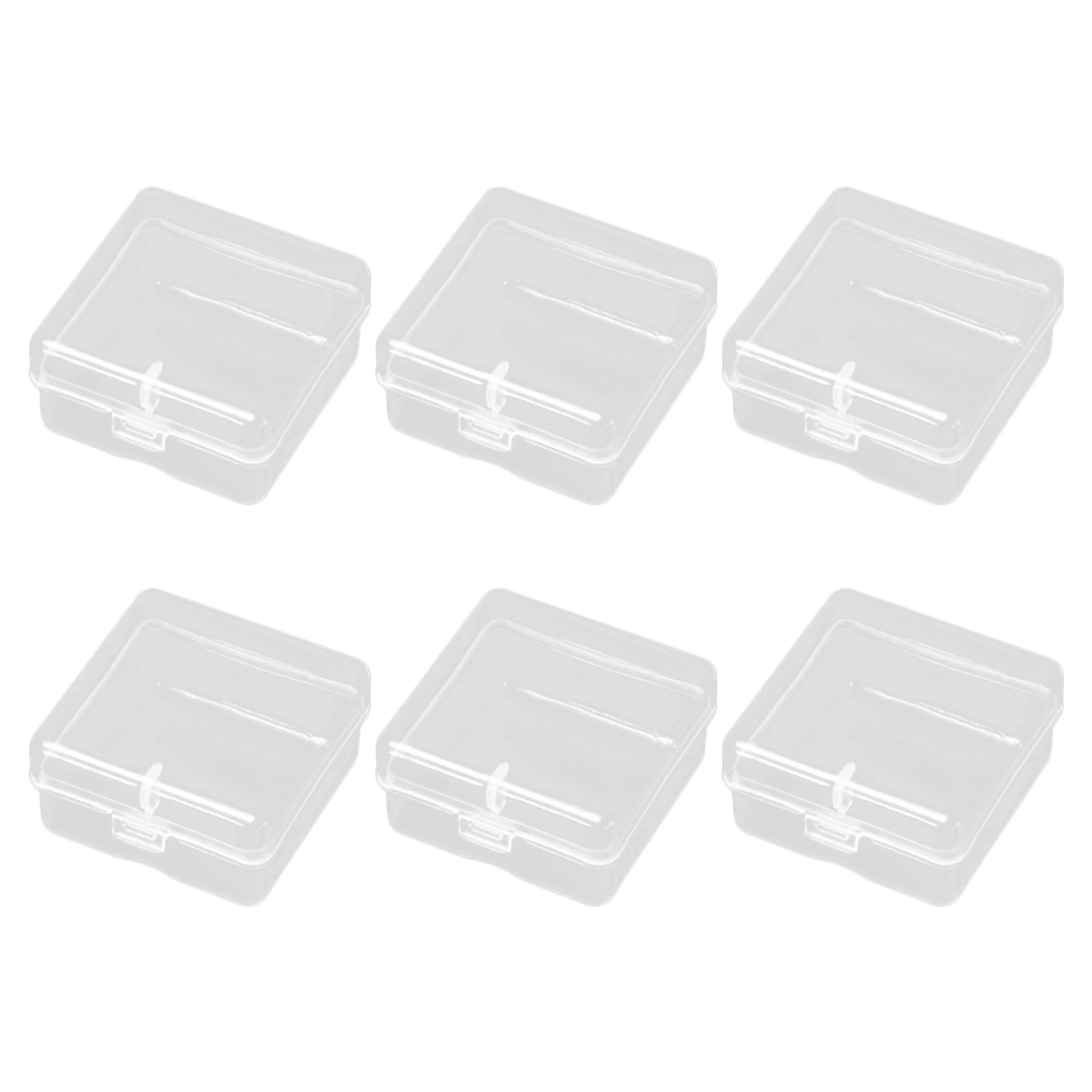 6Pcs Plastic Case Square Jewelry Box Transparent Storage Case Earrings Container Box with Cover 4x4x2cm