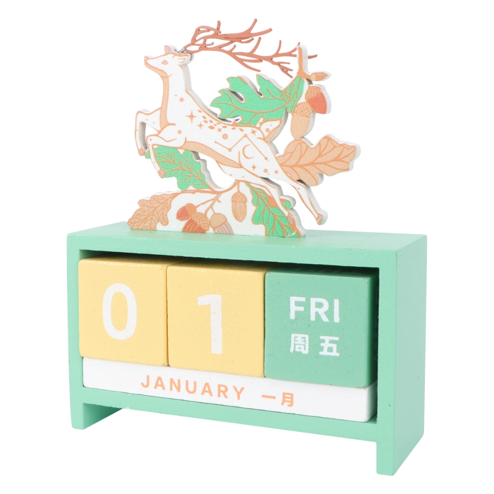 1pc Office Wooden Calendar Tabletop Perpetual Calendar Organizing Calendar