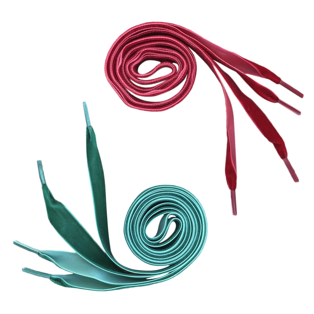 2 Pairs 1.6cm Wide Shoelaces Wide Flat Shoe Lace Shoe Strings Shoe Accessories (Green 140cm + Dark Red 140cm)