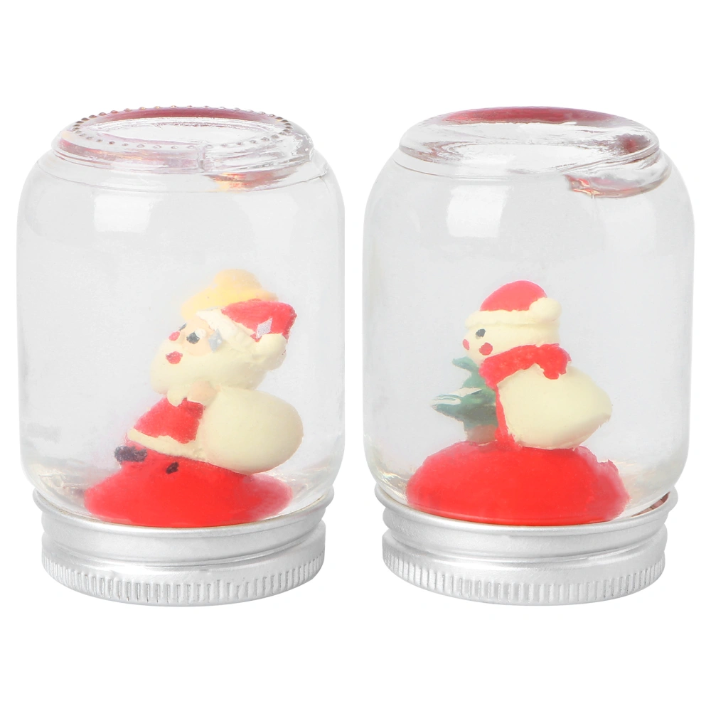 2pcs Snowman Santa Claus Statue Micro-landscape Adornment Resin Ornaments