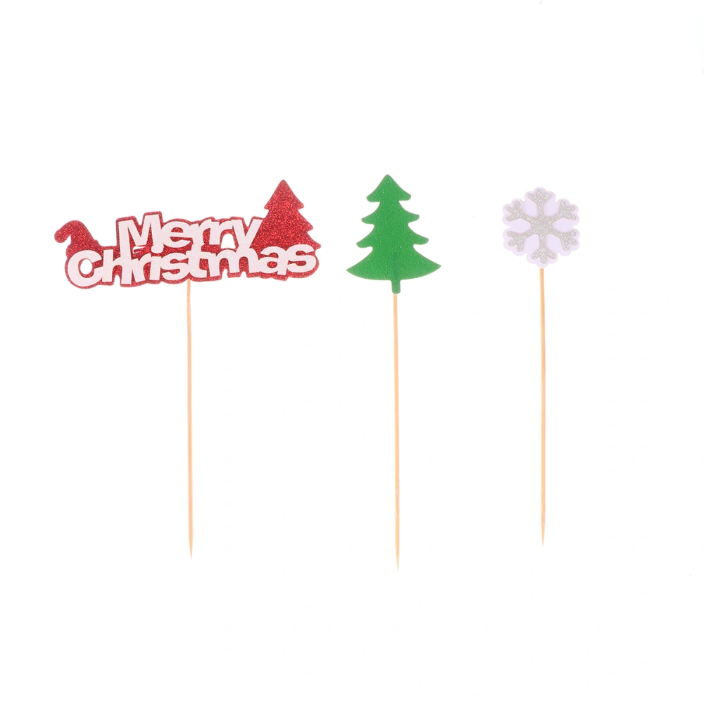 2 Sets Merry Christmas Cake Toppers Xmas Theme Cake Picks Cupcake Decor Party Supplies (2 Lines Letters)