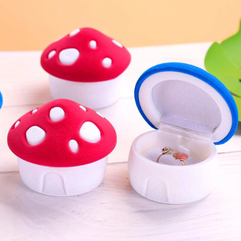 Mushroom Shape Jewelry Box Rings Storage Case Delicate Ring Necklace Organizer Jewelry Packaging Case Rings Box (Blue)