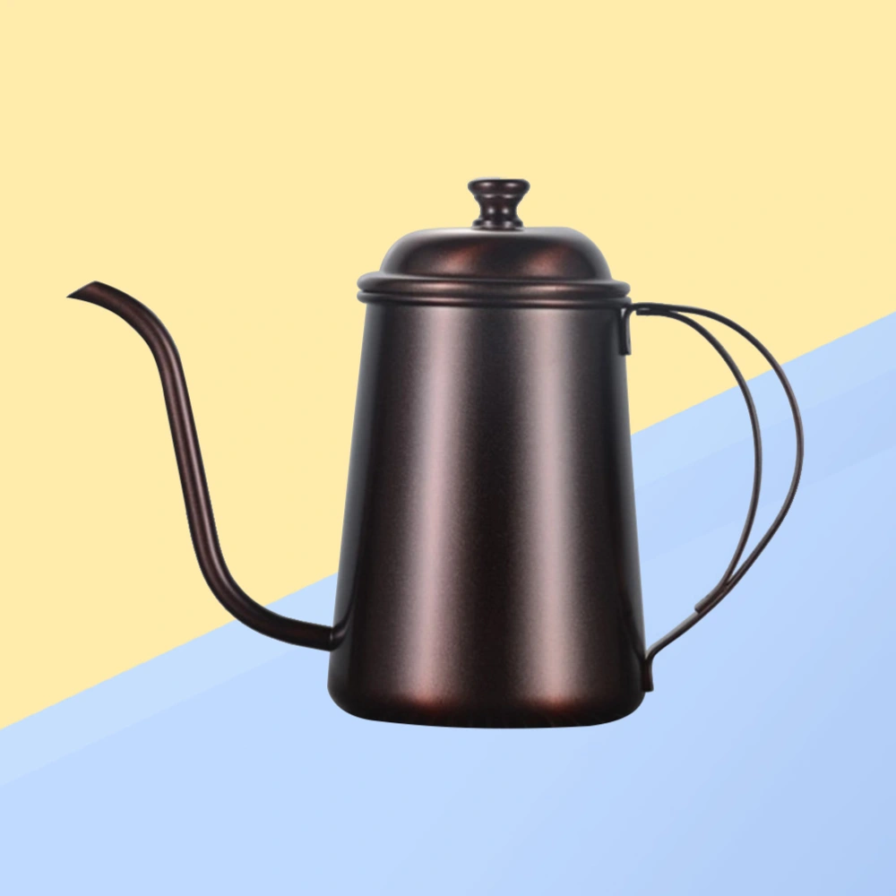 1pcs 650ml Stainless Steel Drip Coffee Pot Long Mouth Pattern Teapot 650ml Kitchen Tool Water Jar(Bronze)