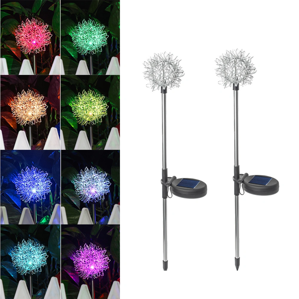 4PCS LED Solar Garden Decorative Lights Lawn Ground Lights Solar Dandelion Garden Lights(Silver)
