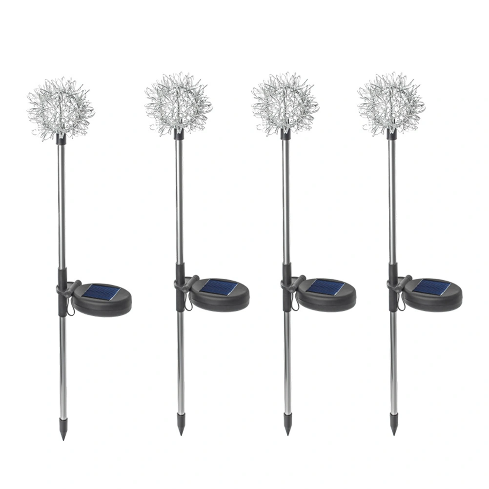 4PCS LED Solar Garden Decorative Lights Lawn Ground Lights Solar Dandelion Garden Lights(Silver)