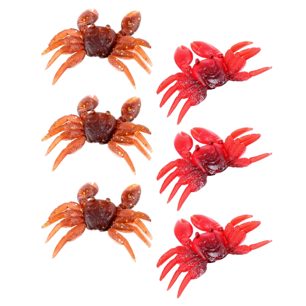 6pcs Artificial Crab Lure Baits Simulation Fish Baits Fishing Lures Fishing Supplies(3pcs Red and 3pcs Brown)