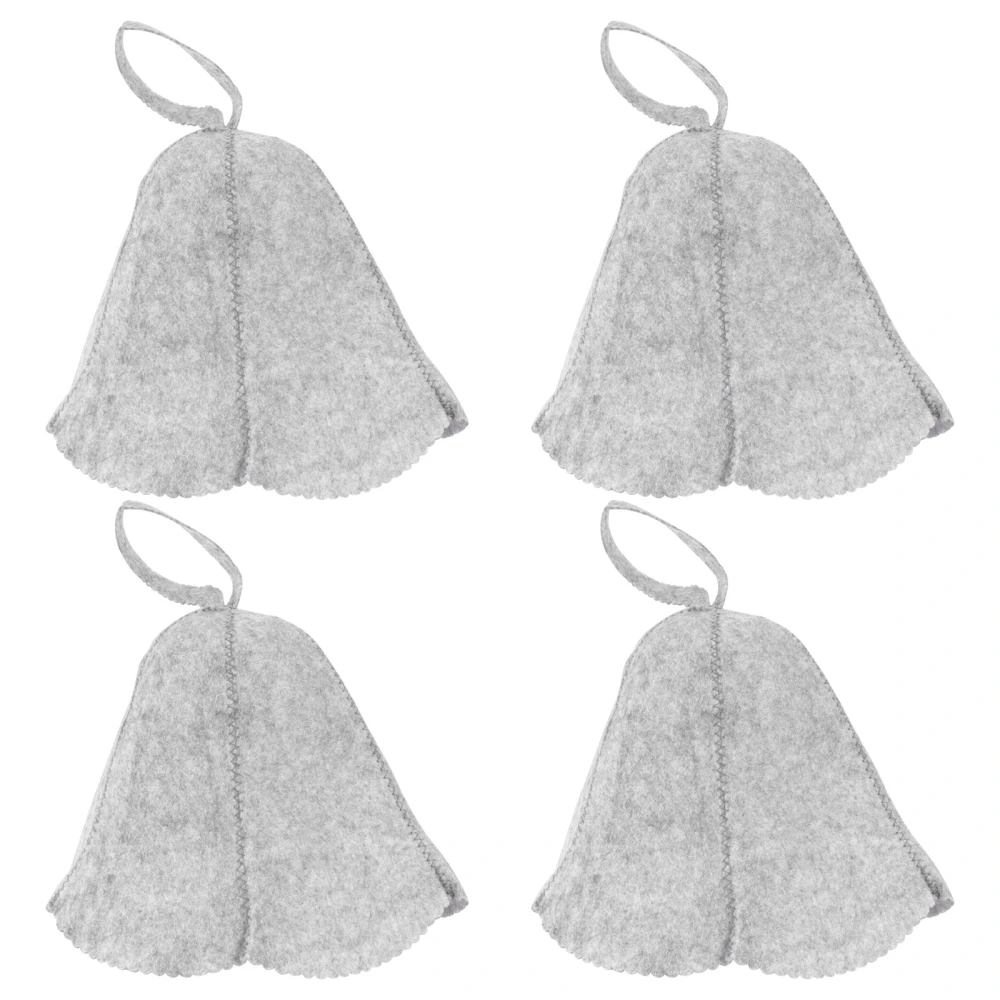 4pcs Felt Sauna Hat Hot Dry Steam Room Bath Hat Simple Head Protection Cover