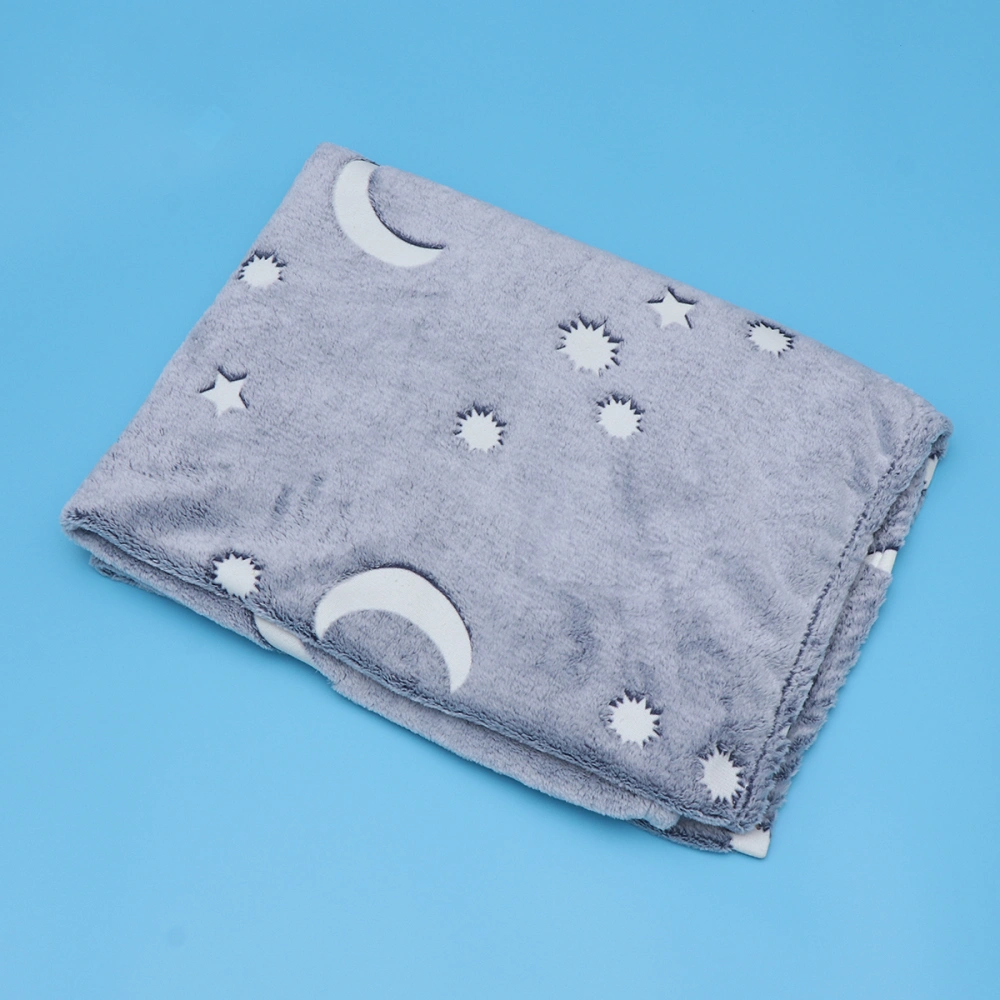 1PC Luminous Flannel Blanket Star Moon Printing Blanket Crystal Blanket Household Sleeping Blanket for Home Use