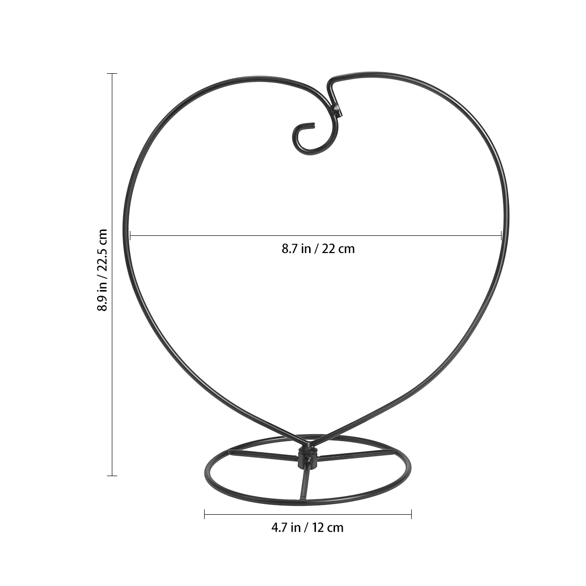 WINOMO Heart Shaped Ornament Display Stand Iron Hanging Stand Rack Holder for Hanging Glass Globe Air Plant Terrarium Witch Ball Christmas Ornament and Home Wedding Decoration (Black)