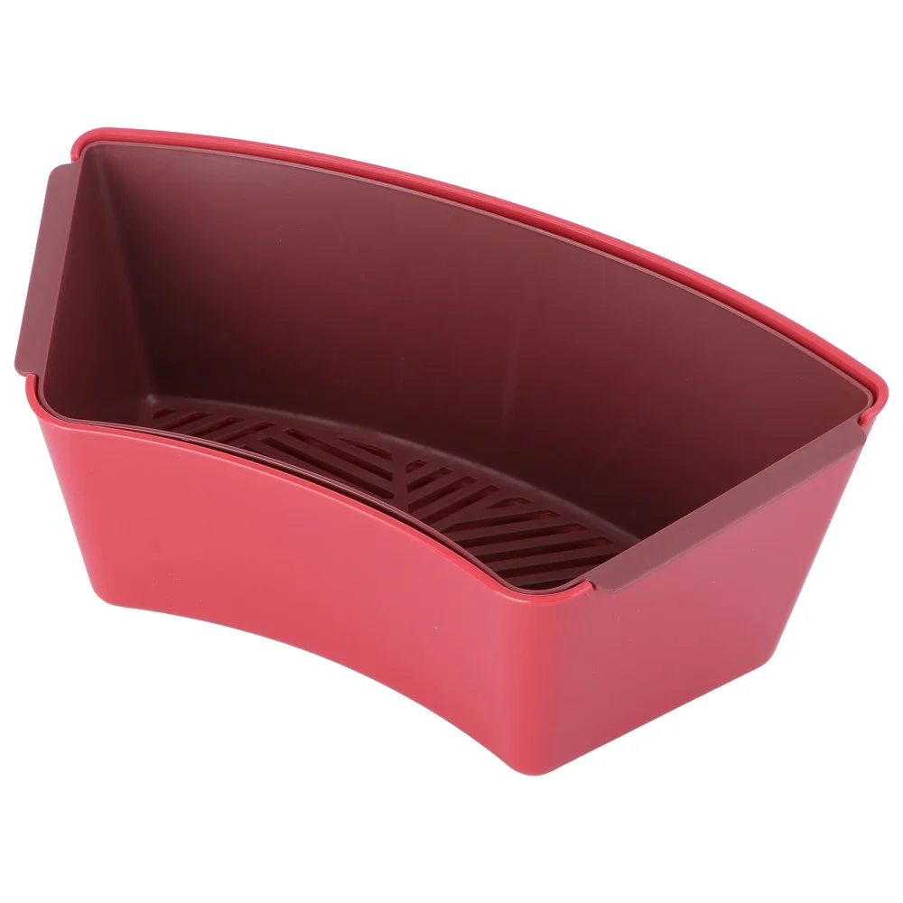 1PC Hot Pot Basket Fruit Vegetable Washing Basket Double-layer Fruit Plate (Red)