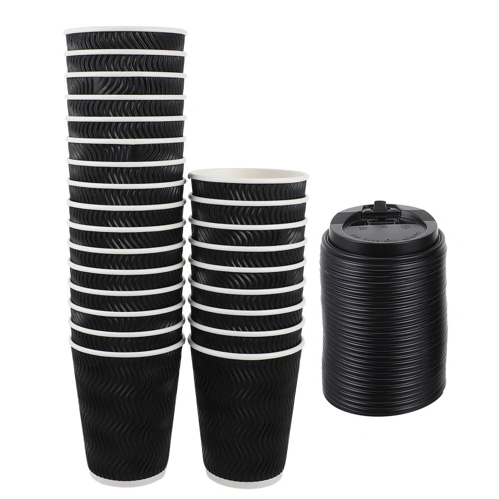 50 Sets Disposable Coffee Cup Thickened Anti-ironing Corrugated Paper Cup