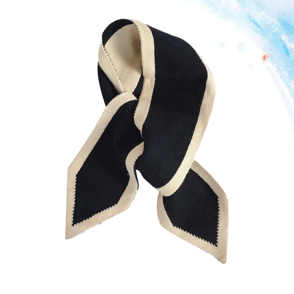 Fashion Knitted Scarf Elegant Neckerchief Narrow Neck Warmer Muffler for Women Dressing Decoration (Black)