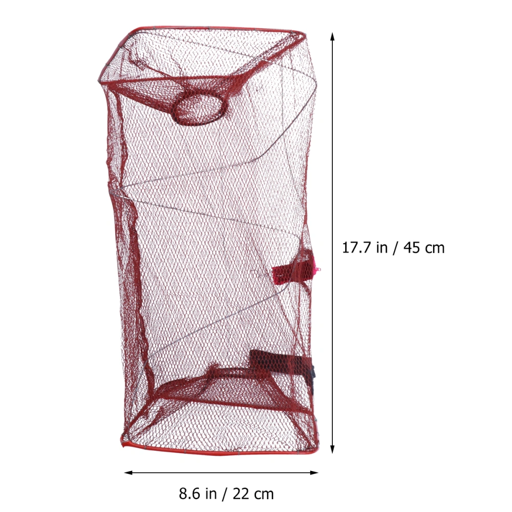 10 Pcs Foldable Rectangular Fish Cage Shrimp Net Nylon Mesh Fishing Net Crab Lobster Aquaculture Fishing Cage (Random Color)