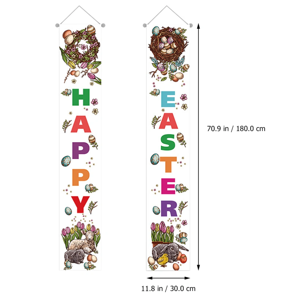 1 Pair Happy Easter Party Decorative Door Banners Door Couplets Door Curtains