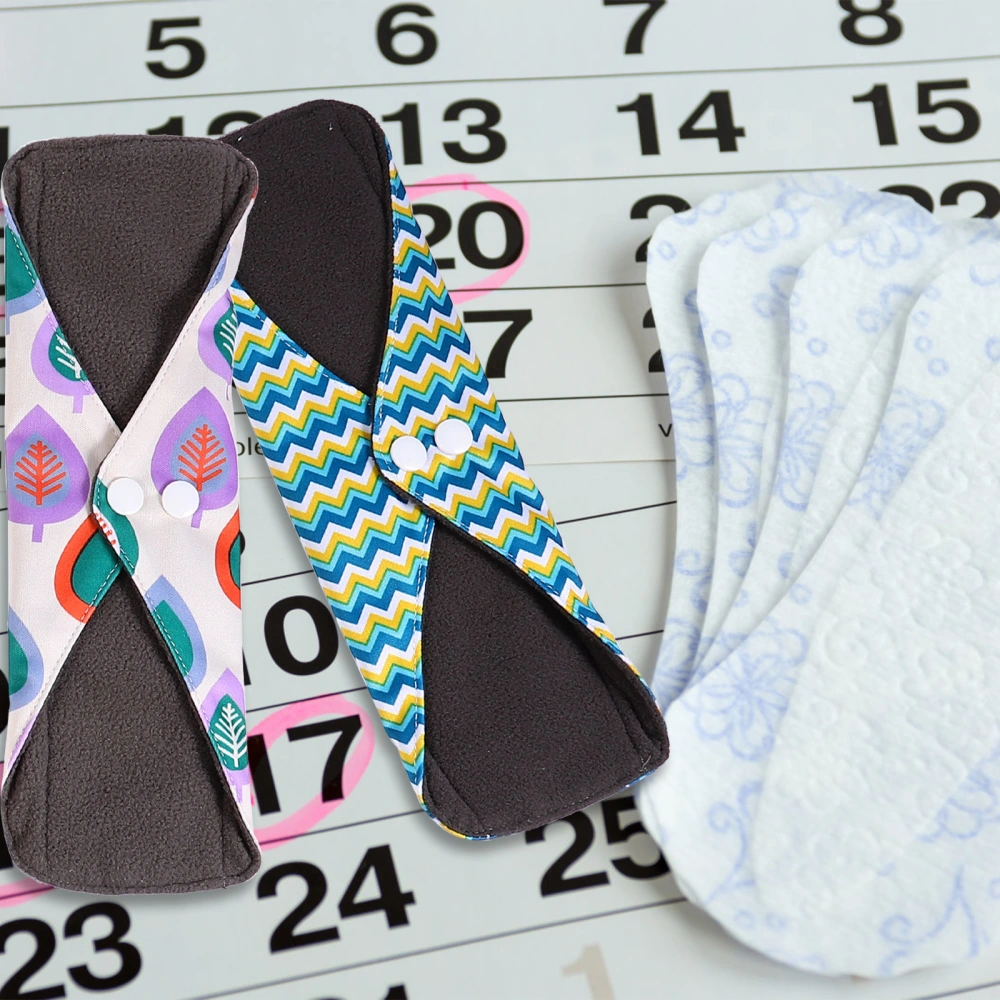 6pcs Female Reusable Pads Bamboo Charcoal Sanitary Pads Menstrual Pads