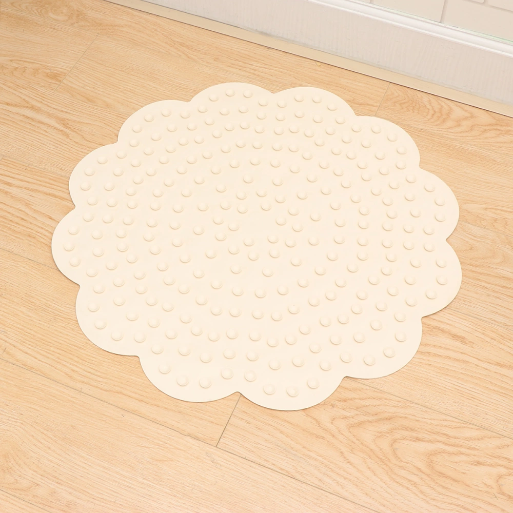 1PC Flower Shape Rubber Bath Mat Anti Safety Rug Cushion for Bathroom Kitchen (White)