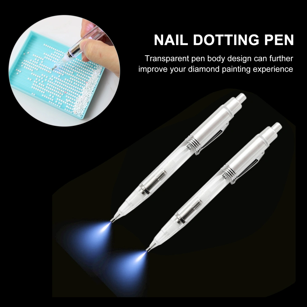 4Pcs LED Drill Painting Pen Nail Art Gems Picker Drill Pen Tool with Light