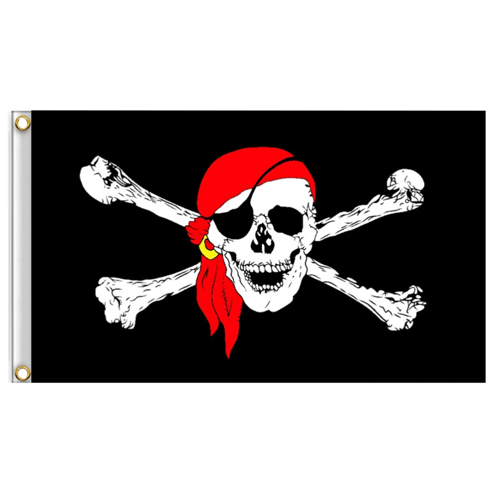 2pcs Halloween Decorative Flags Pirate Skull Festival Flag Creative Printed Bunting for Home Party Decor (Black)