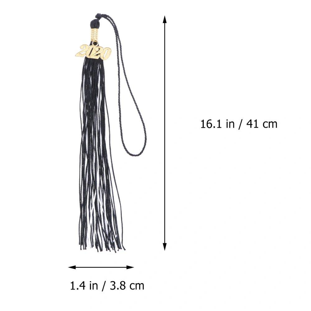 40cm Doctor Bachelor Hat Tassel Hanging Ear Clothing Graduation Accessories Hanging Pendant Tassel(Black and White)