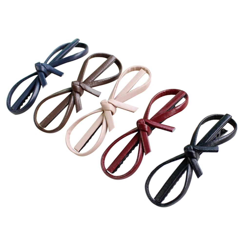 5pcs Fashion Hair Clips Leather Barrettes Bobby Pin Hair for Ladies and Girls(Assorted Pattern)