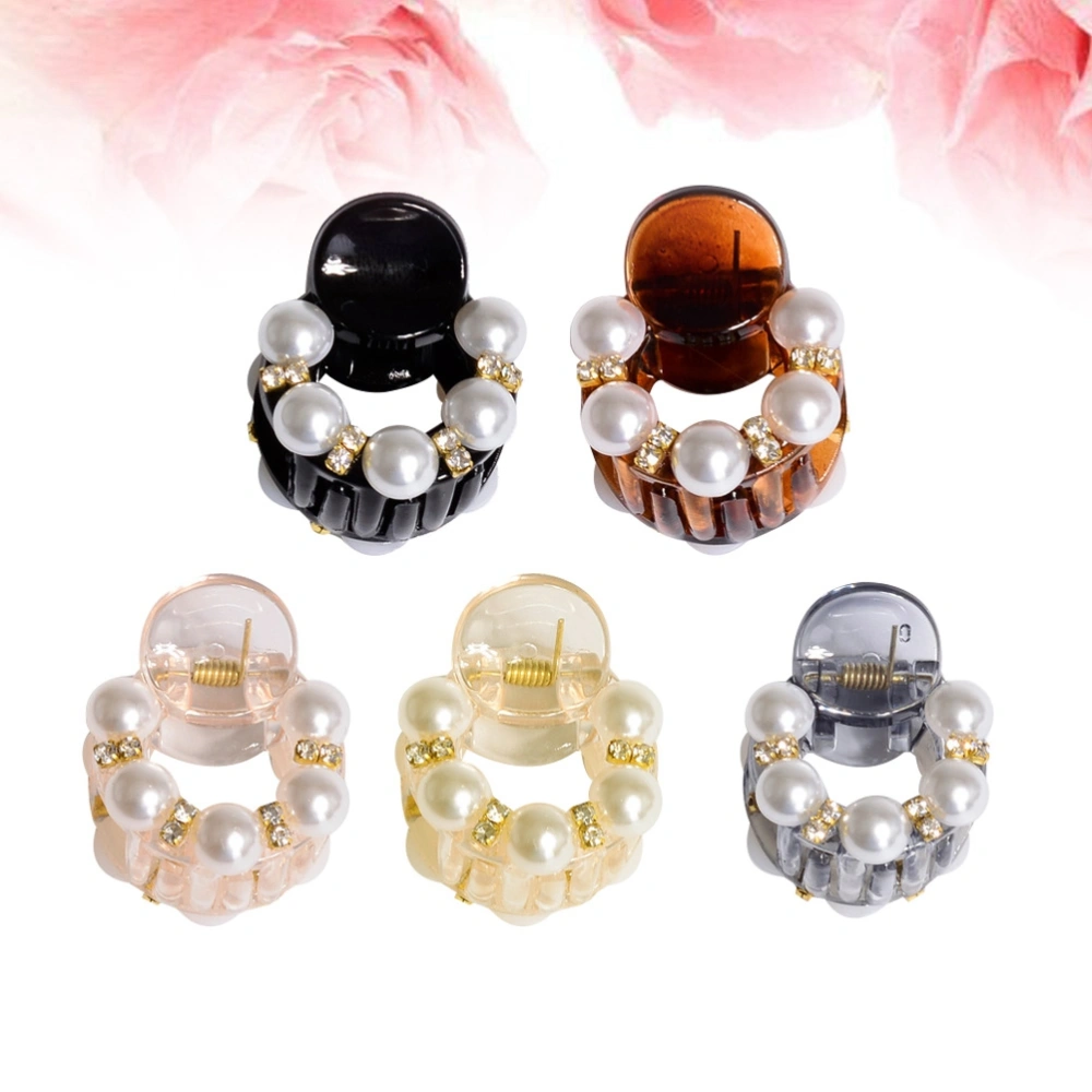 5 Pcs Crystal Drill Hair Clips Bath Hair Catch Shower Grasp Clip Beautiful Hair Decoration (Black F2067, Brown F2068, Champagne F2069, Grey F2070, Pink F2071)