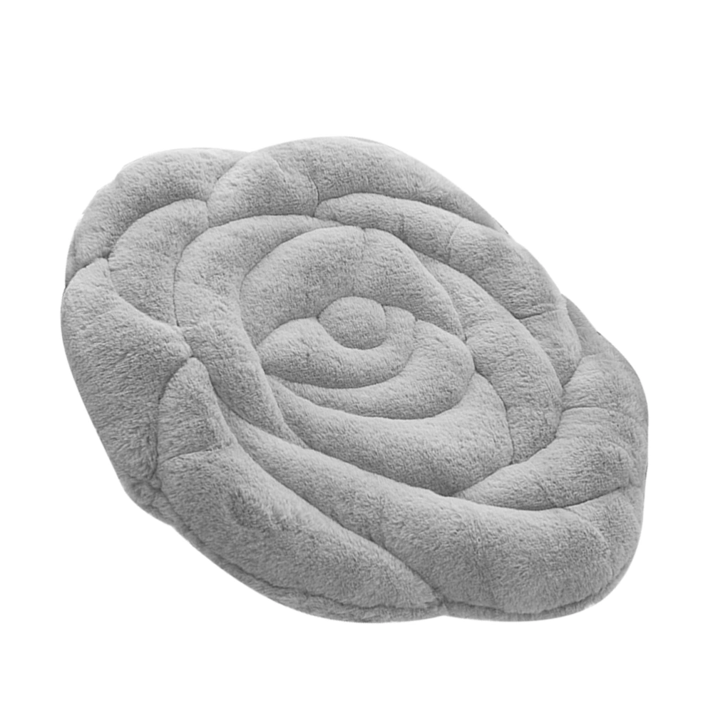 Plush Rose Seat Cushion Rose Flower Chair Cushion Fashion Office Seat Cushion (Grey)