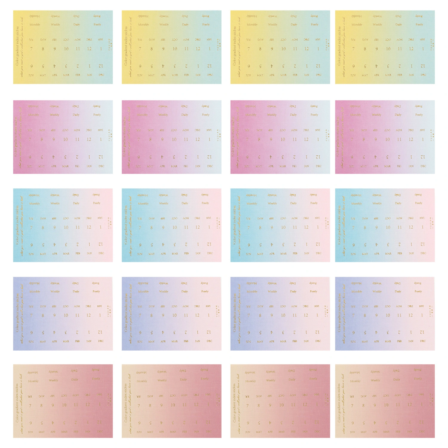 20 Sheets Gradient Color Sticky Labels Index Tab Category Stickers Category Tab