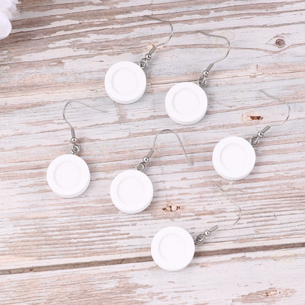 30 Pcs 12MM DIY Earring Bezel Wooden Trays Earring Making Accessories Jewelry Craft with Stainless Steel Hypoallergenic Ear Hook (White)