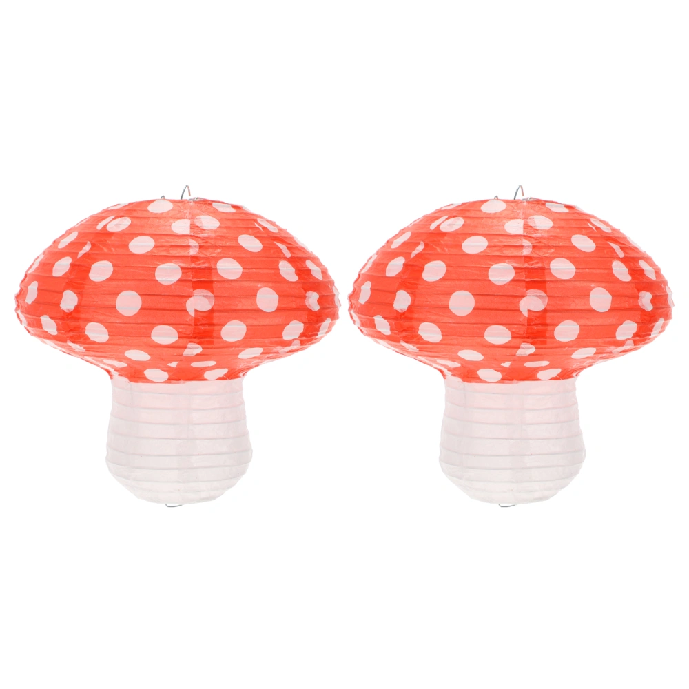 2pcs Beautiful Paper Lanterns Practical Mushroom Lanterns Stylish Mushroom Decor