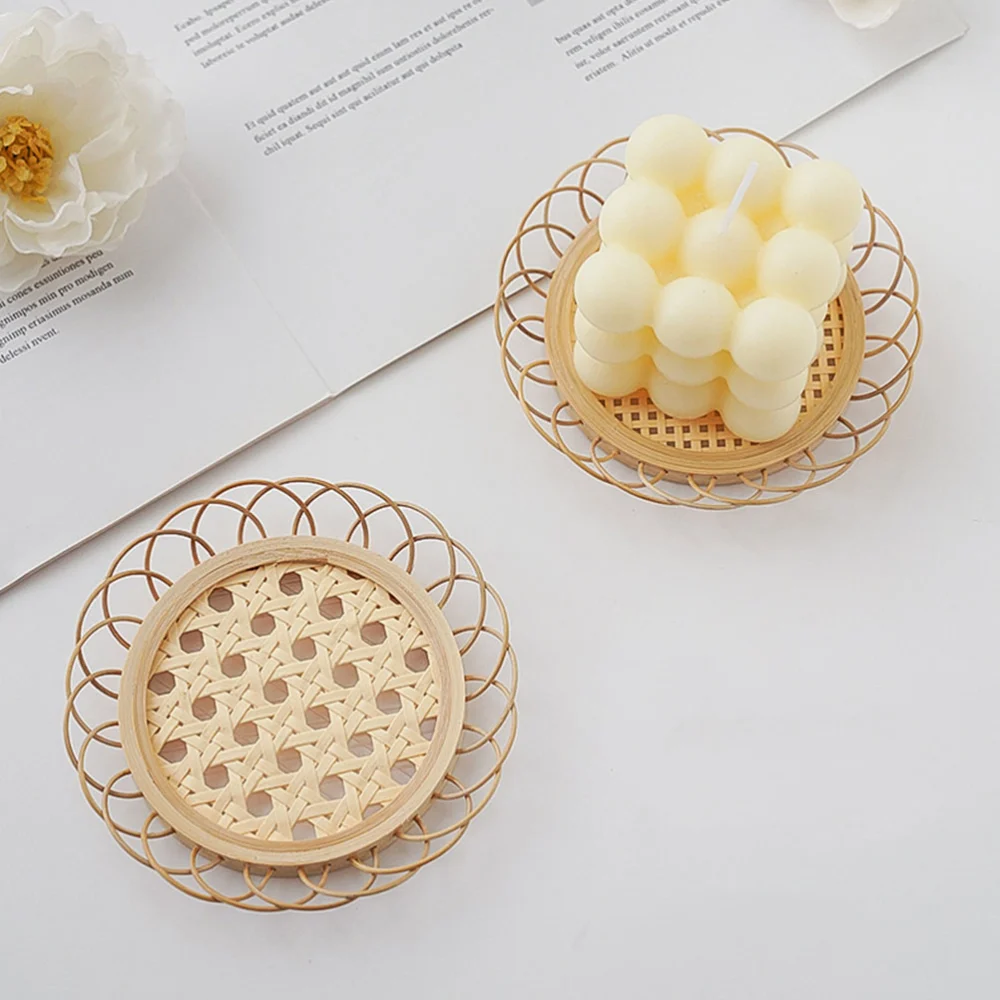 3Pcs Bamboo Coasters Anti-skid Tea Cup Pads Placemats for Kitchen Hotel