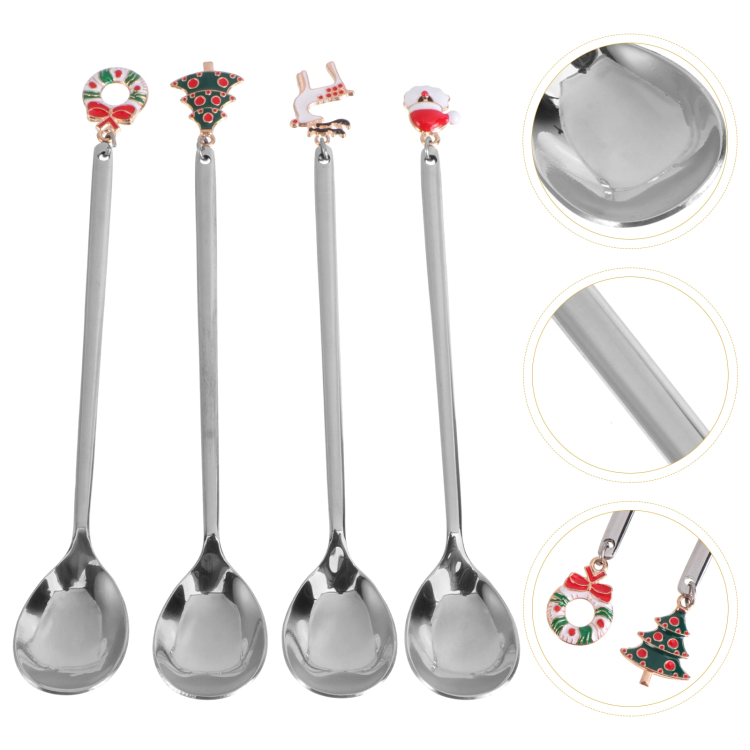 4 Pcs Rust-proof Tableware Chic Soup Spoons Exquisite Coffee Spoons (Silver)