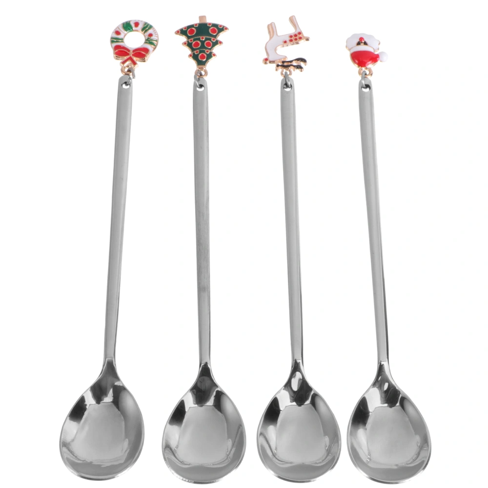 4 Pcs Rust-proof Tableware Chic Soup Spoons Exquisite Coffee Spoons (Silver)